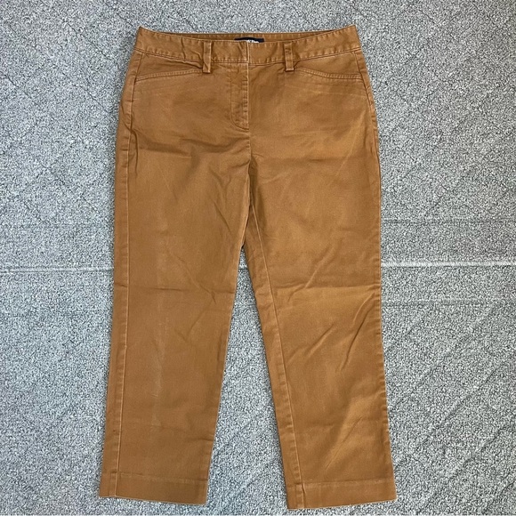 Lands' End Slim Leg Mid Rise Crop Pants Womens Size 6P Brown Canvas - Picture 1 of 13